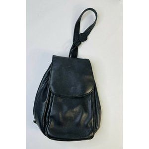 Vintage 90s Pebbled Leather Backpack Purse Single Sling Strap Black